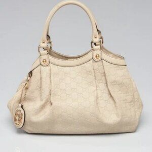 Gucci White Guccissima Leather Medium Sukey Tote Bag